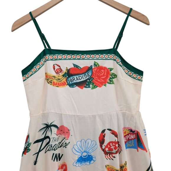 Commense Paradise Maxi Cami Dress Multicolor Sleeveless Smocked Vacation Size L - Picture 3 of 10